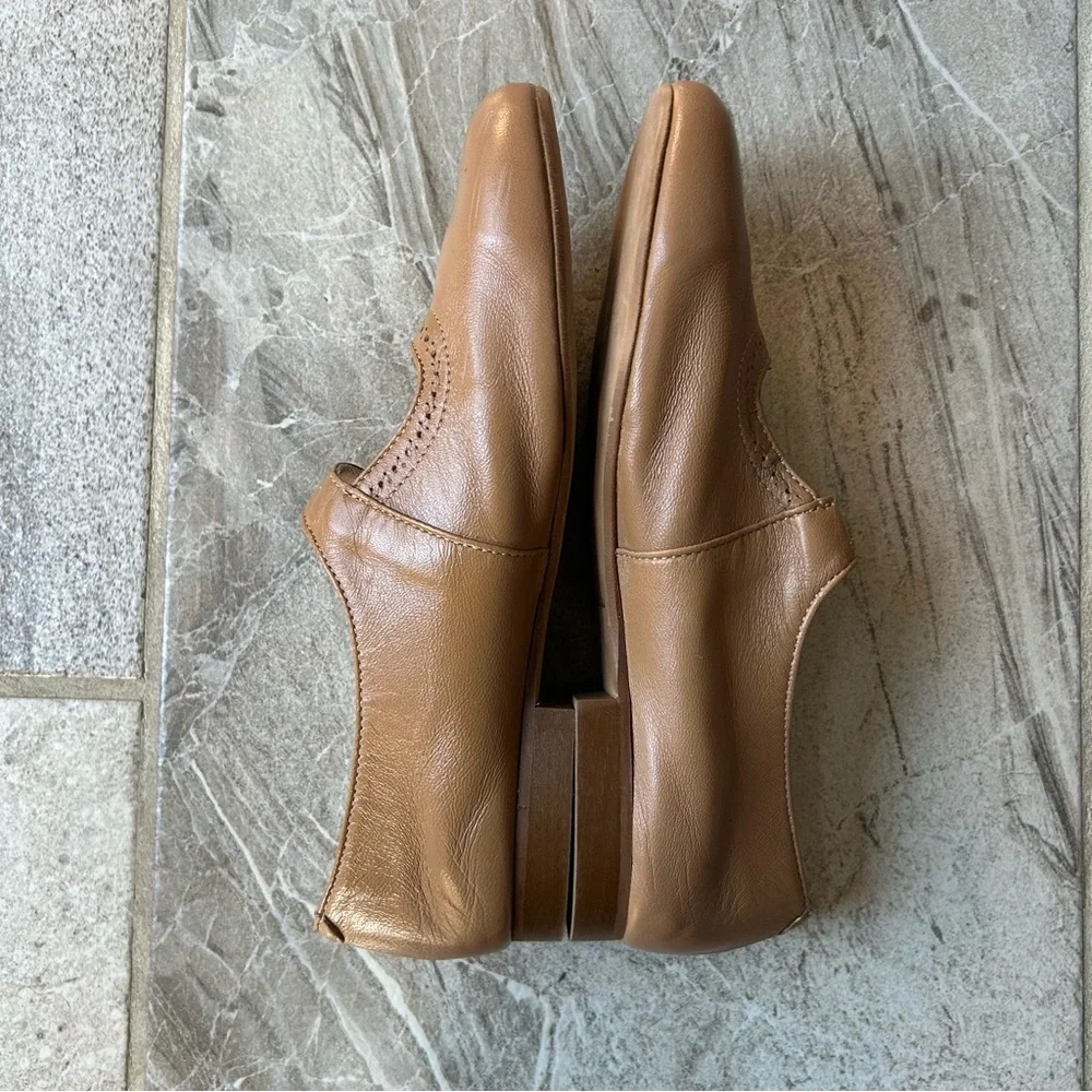 Papanatas Leather Camel Old School Mary Janes, Big Girls Size 38 EU Or 7 US